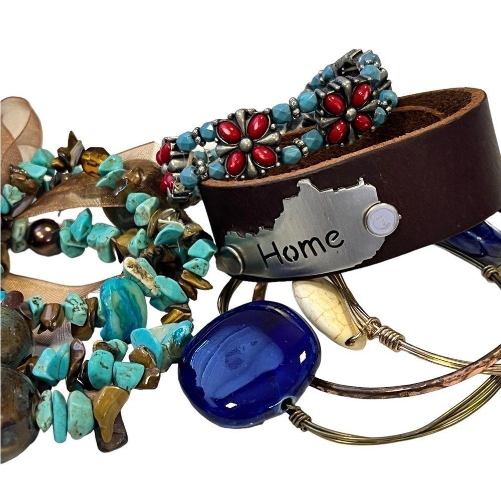 LOT Of 6 Bracelets Western Leather Faux Turquoise Kentucky Home